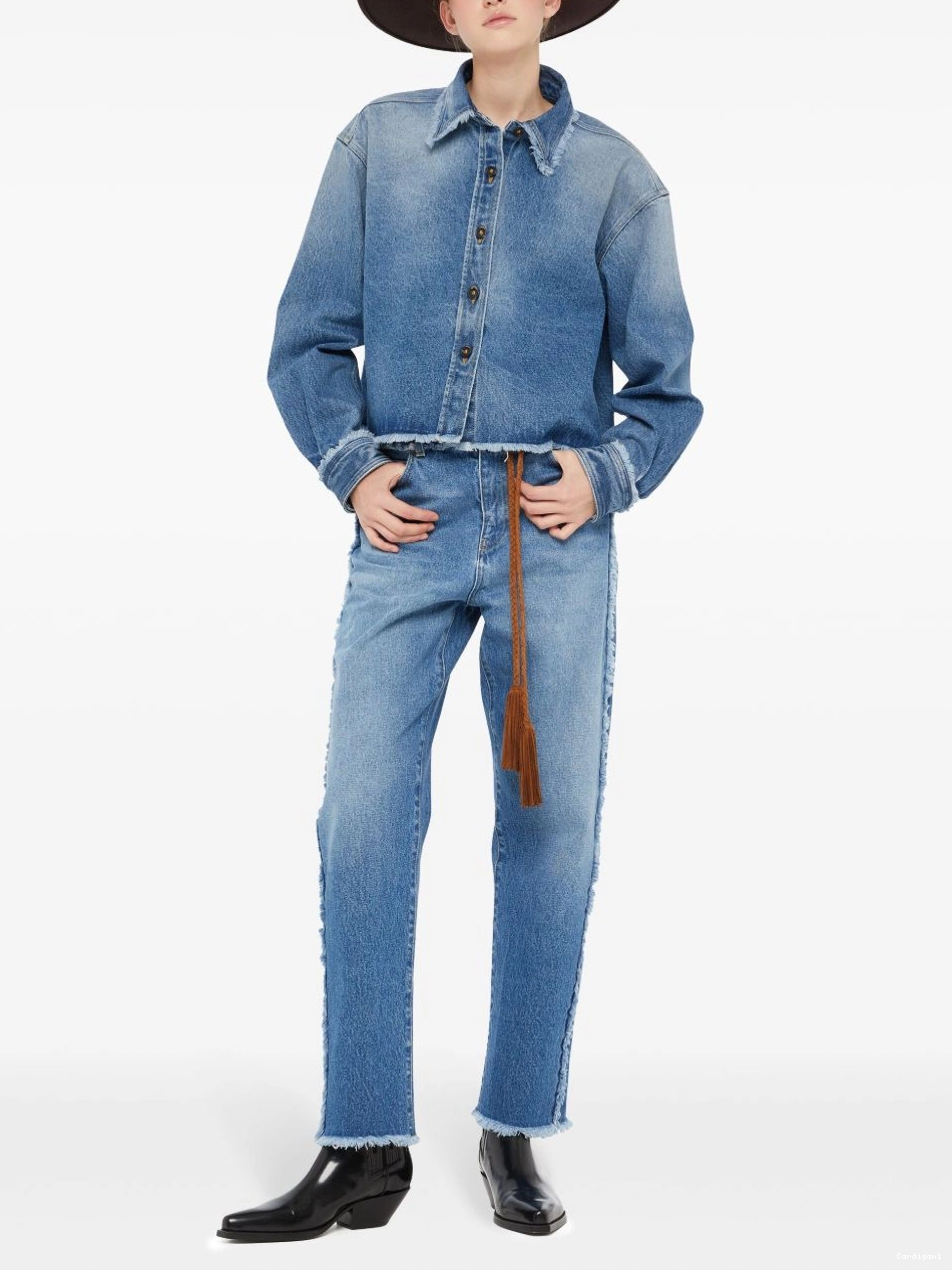 Affordable Alanui frayed denim cropped jacket Women 0710